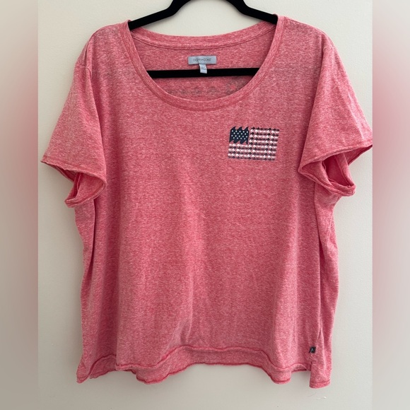 Ocean + Coast Tops - Ocean + Coast Women’s American Flag Fish Shirt Size 3X Red Fishing Outdoors